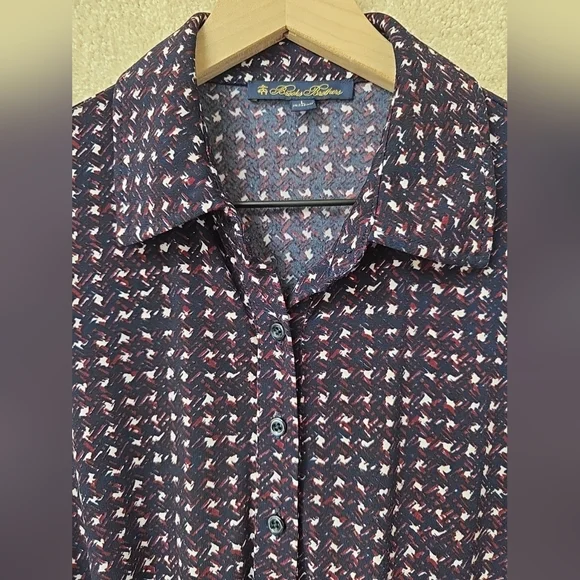 Brooks Brothers Blue Red A-line Belt Long Sleeve Midi Shirt Dress Sz L Large EUC - Picture 6 of 9